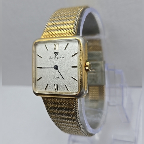 Rare Vintage Mens Jules Jurgensen 4154 Watch 29mm Gold Tone Square New Battery - Picture 2 of 12